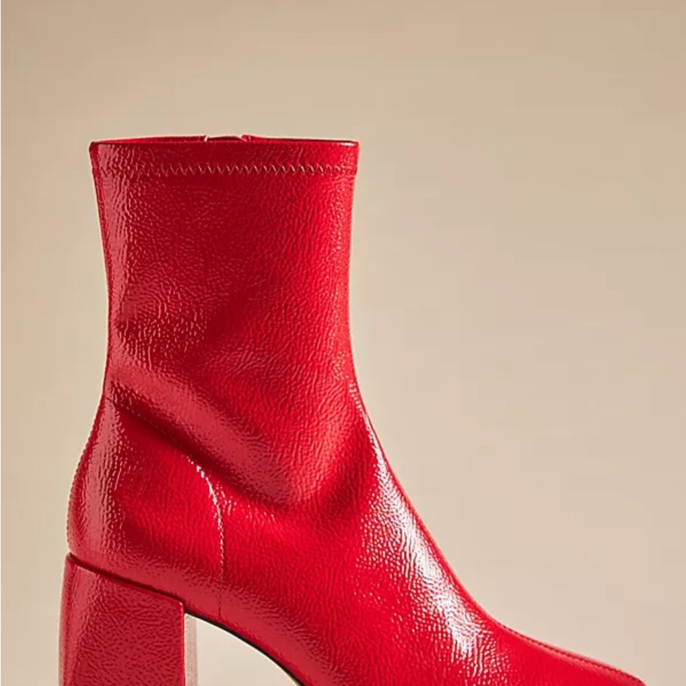 Silent D Carina Healed Ankle Boots Red Leather size 38 (7-7.5)